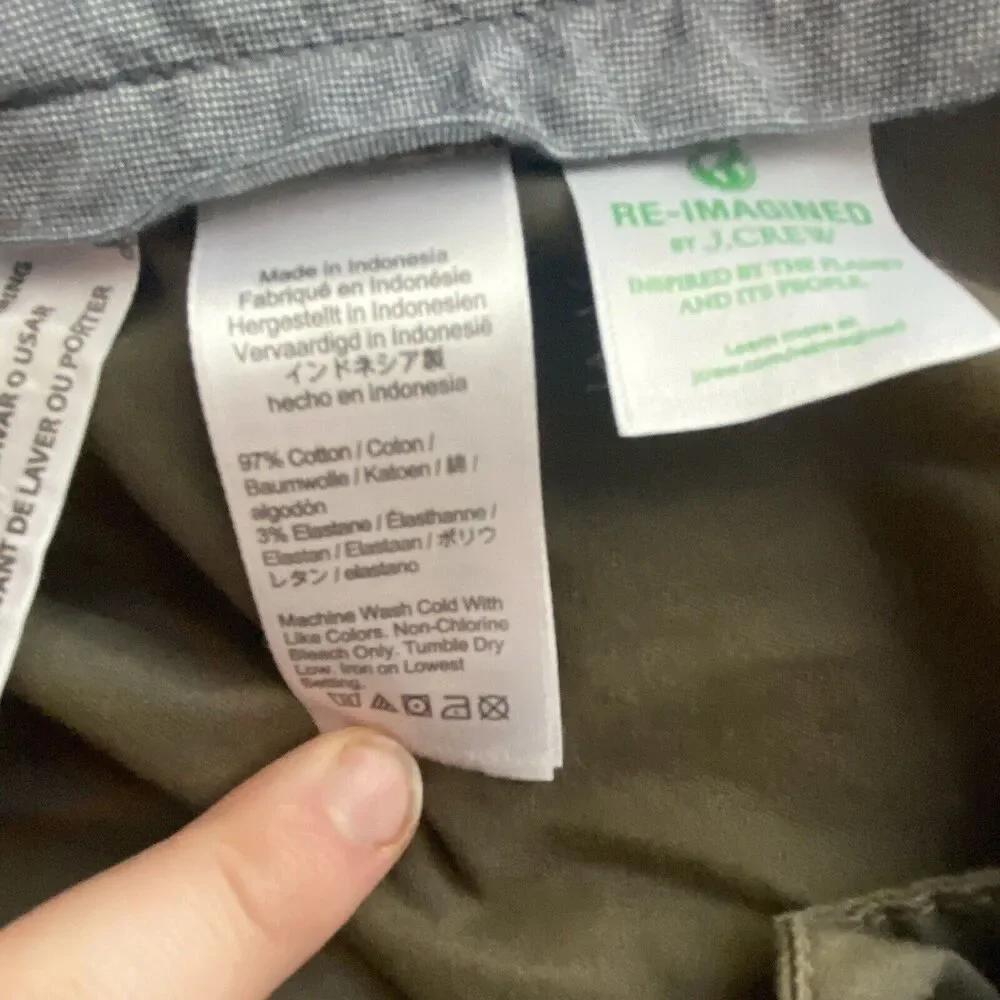 J. Crew 770 Straight Fit Stretch Chino Pants Men's 35x31 Green Casual Preppy